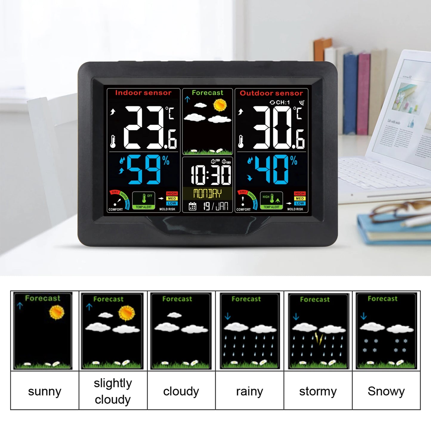 📡Stație Meteo Digitală Multifuncțională cu Senzor Extern
